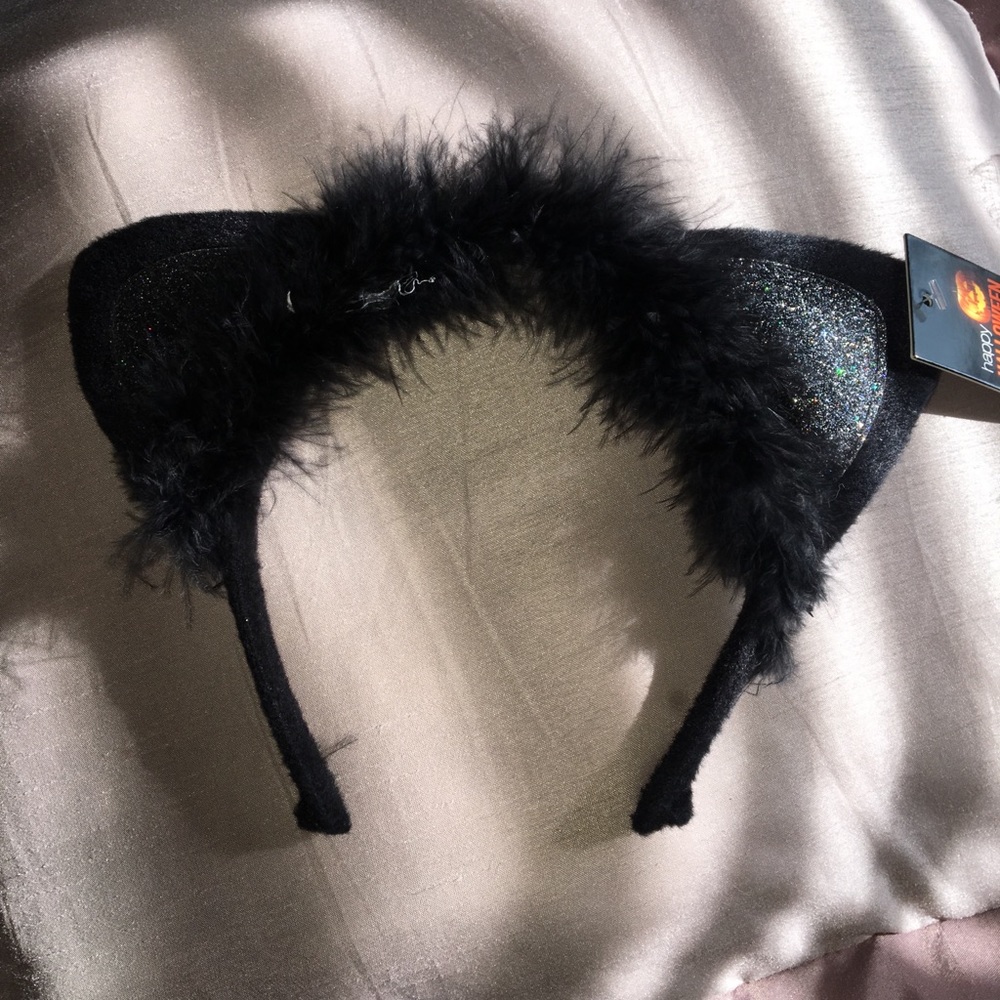 Black cat sparkly headband